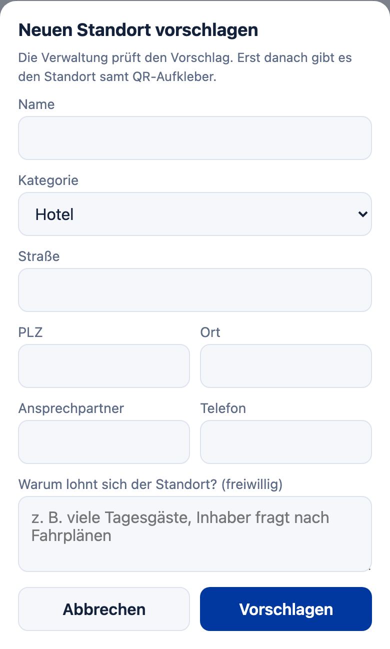 Formular Neuen Standort vorschlagen